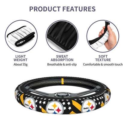Pittsburgh Steelers Printed breathable elastic steering wheel protective cover