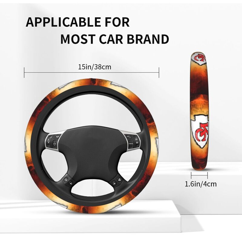 Kansas City Chiefs Printed breathable elastic steering wheel cover anti slip cover