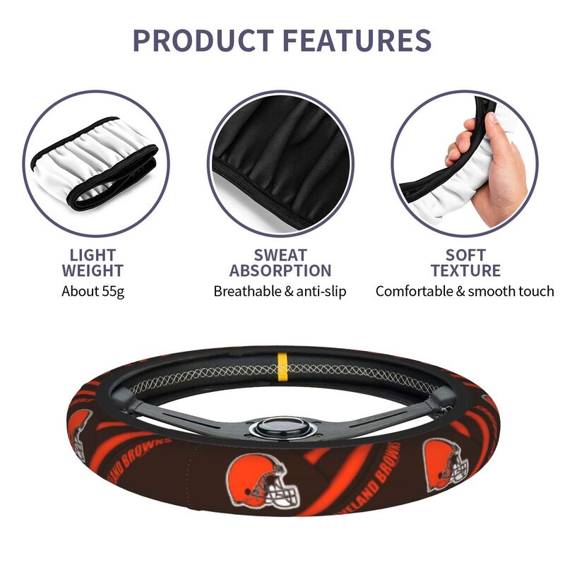 Cleveland Browns 1 Printed car anti-skid cover elastic steering wheel cover