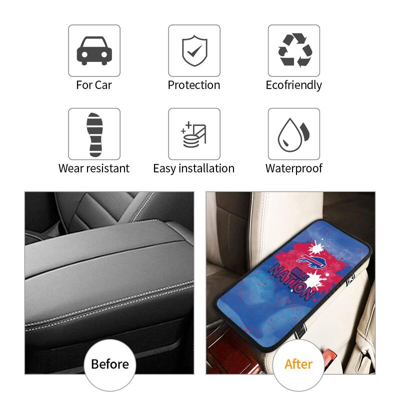 Buffalo Bills print car center console armrest pad Car armrest box protective cover