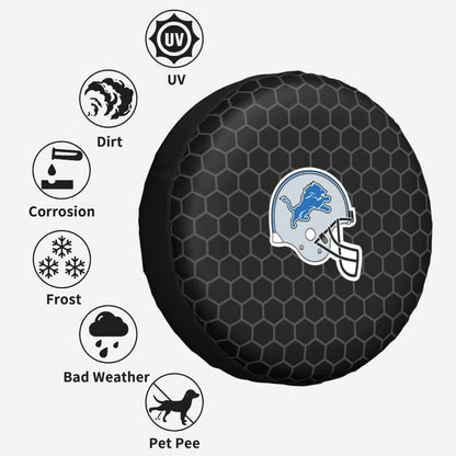 Detroit Lions Grid printed car tire cover dustproof and waterproof tire cover