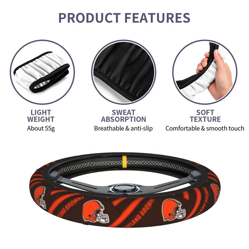 Cleveland Browns 1 Printed breathable elastic steering wheel cover anti slip cover