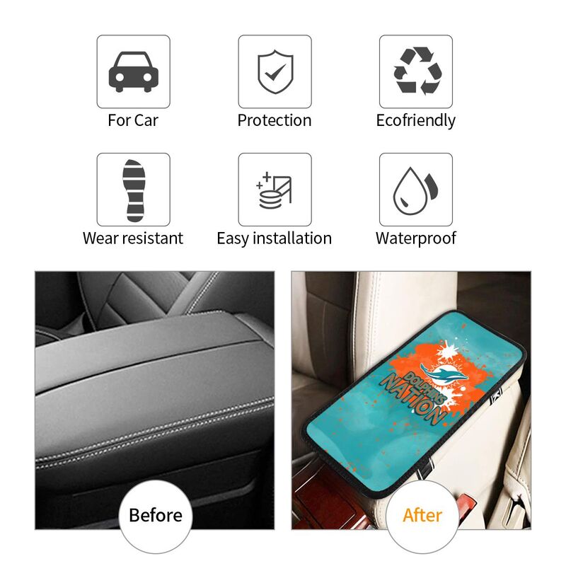 Miami Dolphins print car center console armrest pad Car armrest box protective cover