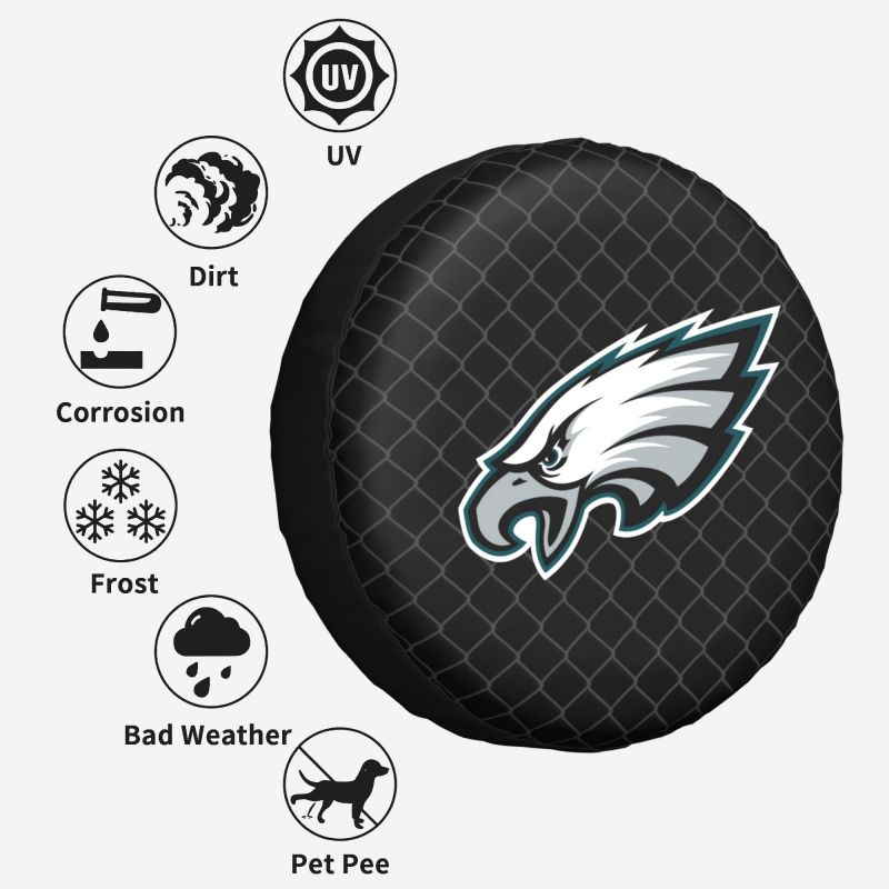 Philadelphia Eagles Grid background car tire waterproof dustproof protective cover
