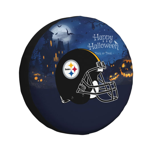 Pittsburgh Steelers printed car tire cover Happy Halloween printed tire dust cover