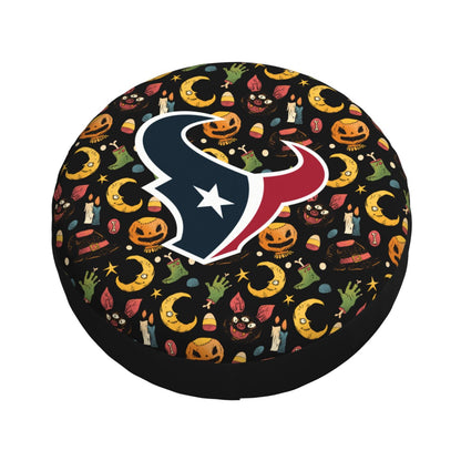 Houston Texans Pumpkin Moon Halloween Printed Car Tire Cover Tire Dust Cover