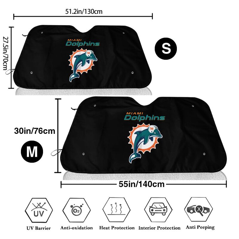Miami Dolphins 2 Print is suitable for front Car windshield sunshades Car windshield sunshades