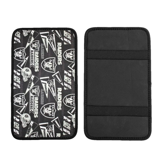 Car armrest box pad Las Vegas Raiders1 Printed central armrest box pad anti slip pad