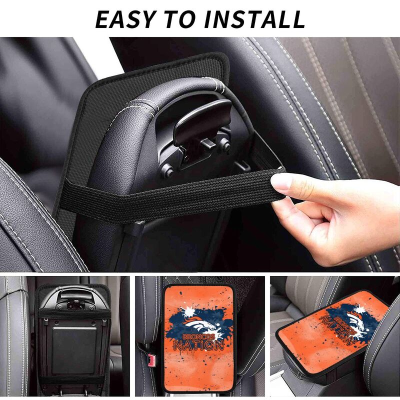 Denver Broncos print car center console armrest pad Car armrest box protective cover