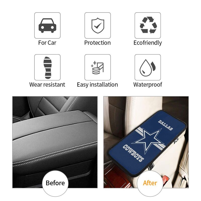 Car armrest box pad Dallas Cowboys 3 Printed center armrest box pad protective pad