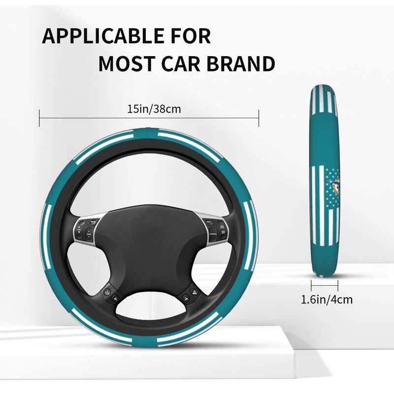 Miami Dolphins 1 Printed breathable elastic steering wheel anti slip cover