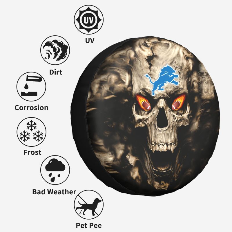 Detroit Lions print Skull print car tire cover tire dust cover