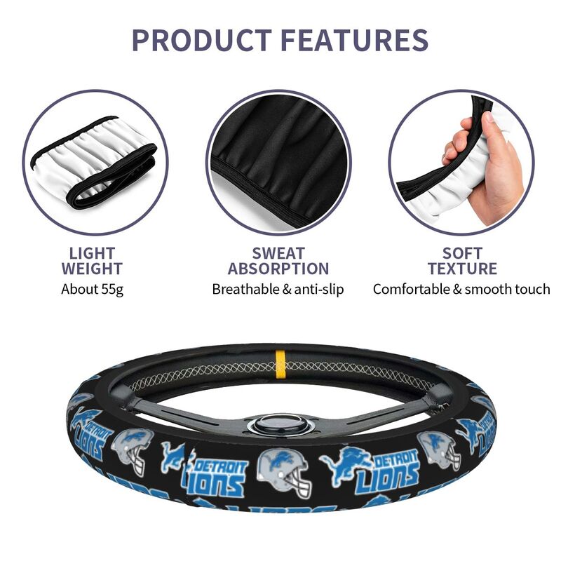 Detroit Lions Printed car protective cover elastic steering wheel cover
