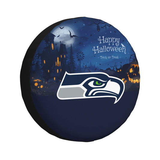 Seattle Seahawks printed car tire cover Happy Halloween printed tire dust cover