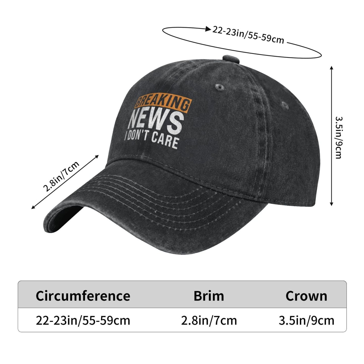 Breaking News I Don't Care Printed unisex baseball cap adjustable cap outdoor trucker hat veterans Gifts