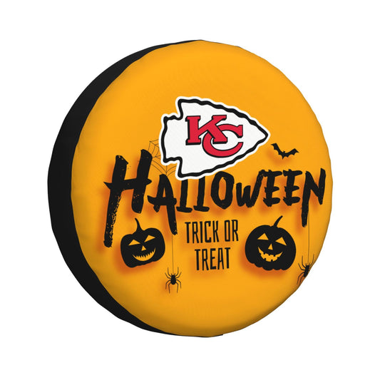 Kansas City Chiefs print wheel dust cover Halloween pumpkin lantern printed car tire cover