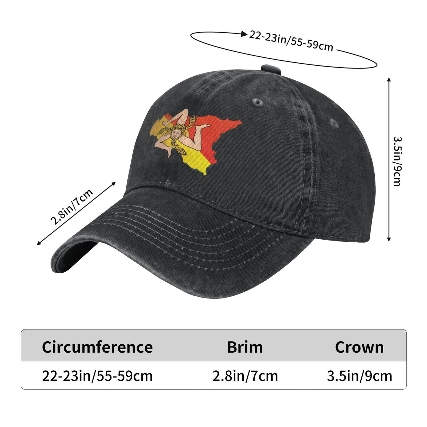 Sicily - Flag Background Printed unisex baseball cap outdoor hats adjustable cap trucker gift hat
