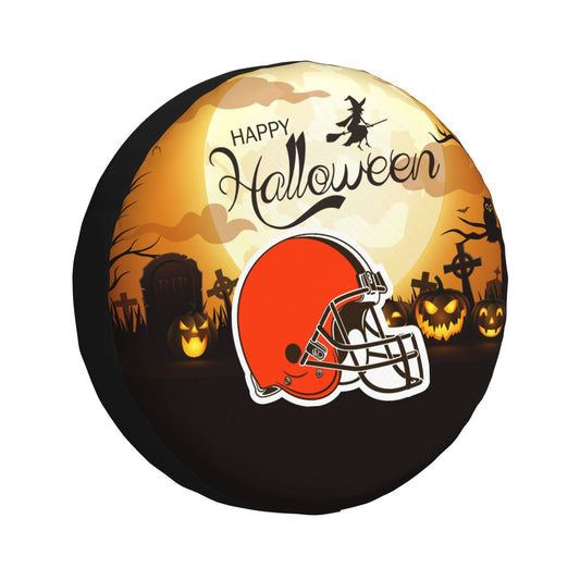 Cleveland Browns Print Halloween background printed tire dust cover car tire cover