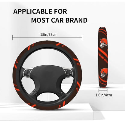 Cleveland Browns 1 Printed car anti-skid cover elastic steering wheel cover