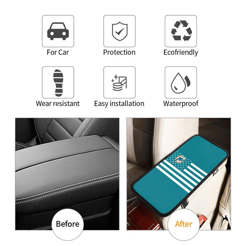Miami Dolphins Printed car armrest box pad elbow protection pad