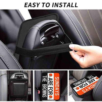 Cleveland Browns Personalized printed car armrest cover Car handrail box cushion