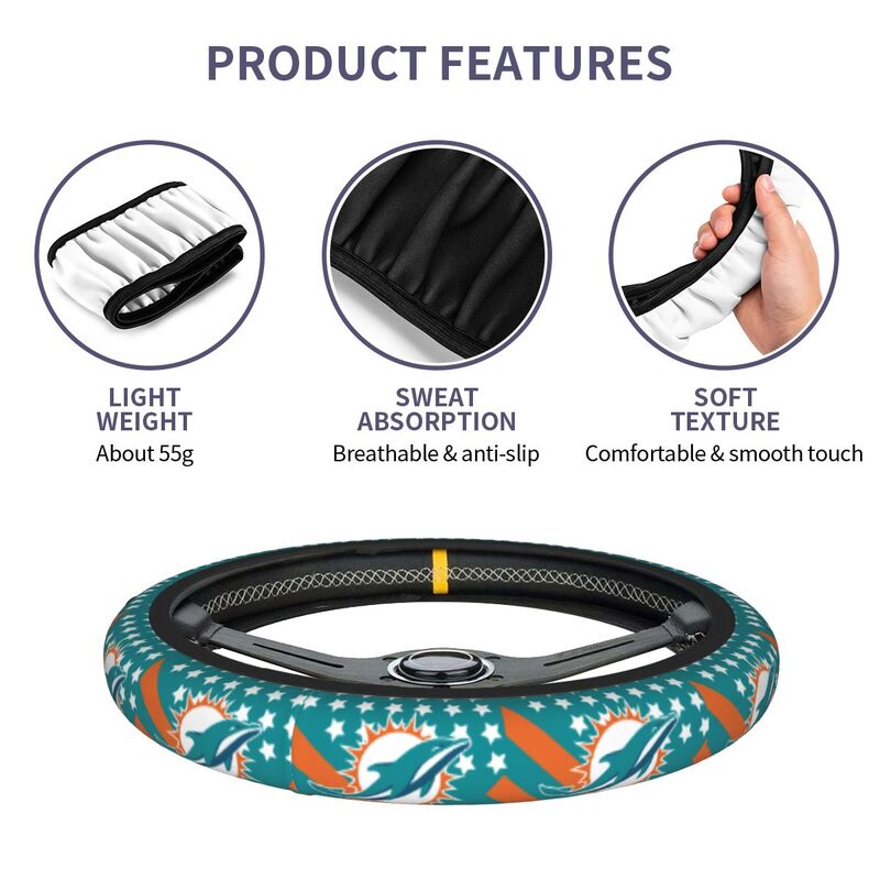 Miami Dolphins 1 Printed breathable elastic steering wheel cover