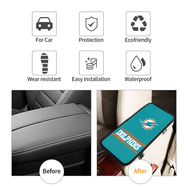 Miami Dolphins Printed car armrest box pad Protective pad