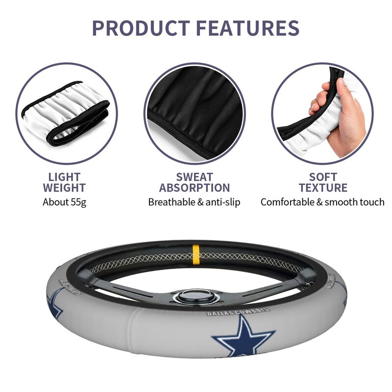 Dallas Cowboys 12 Printed breathable anti slip cover elastic steering wheel cover