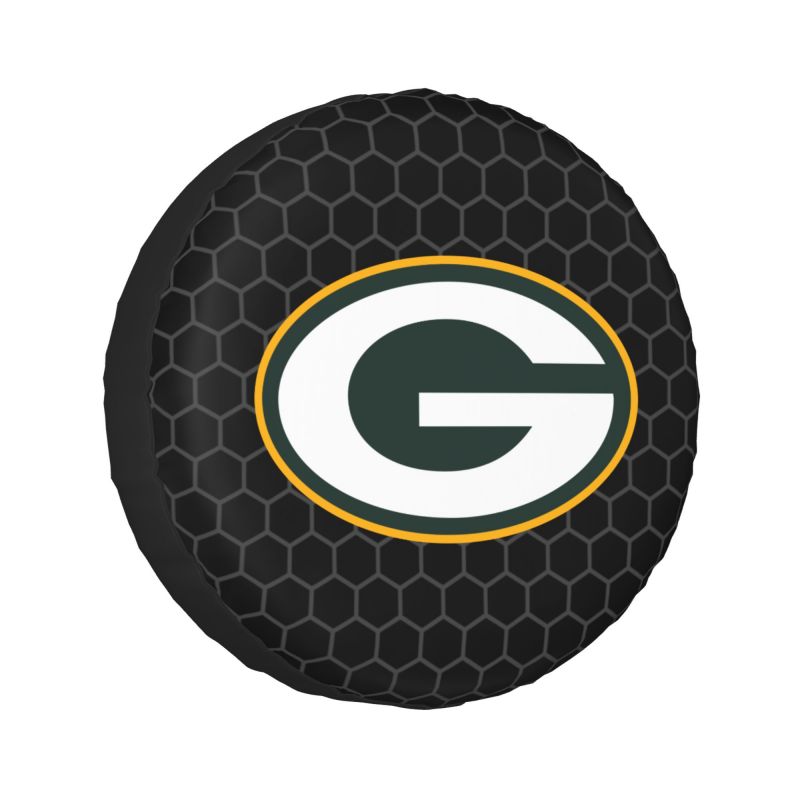 Green Bay Packers 2 Grid printed car tire cover dustproof and waterproof tire cover