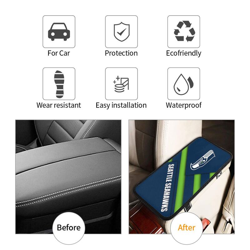 Car armrest box pad Seattle Seahawks Printed central armrest box pad protective pad