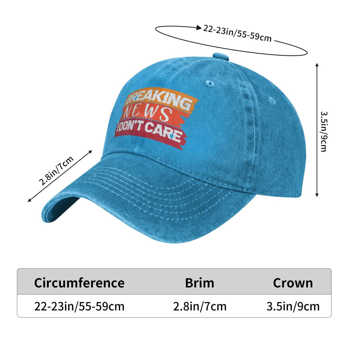 Breaking News I Don't Care(2) Printed unisex baseball cap adjustable cap outdoor sun hats trucker hat