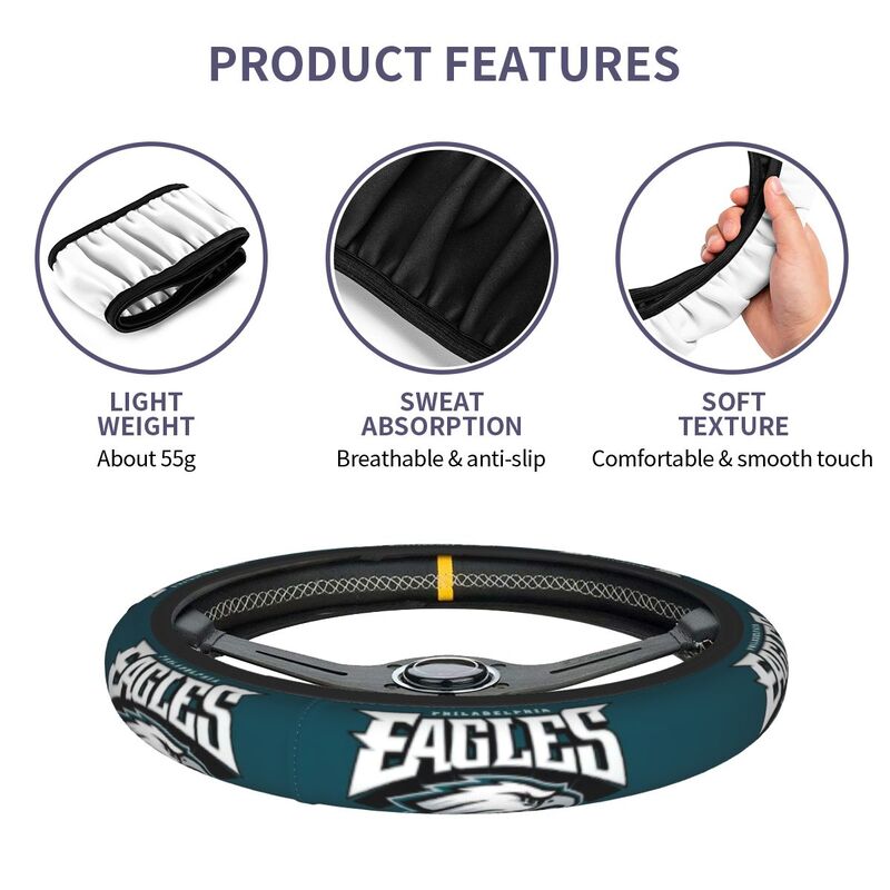 Philadelphia Eagles Printed breathable elastic steering wheel anti slip cover