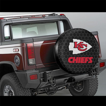 Kansas City Chiefs Grid printed car tire cover dustproof and waterproof tire cover