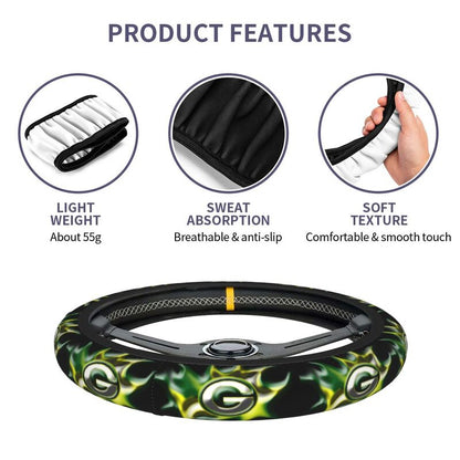 Green Bay Packers 3 Printed breathable anti slip cover elastic steering wheel cover