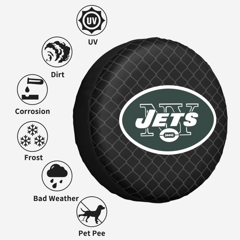 New York Jets Grid background car tire waterproof dustproof protective cover