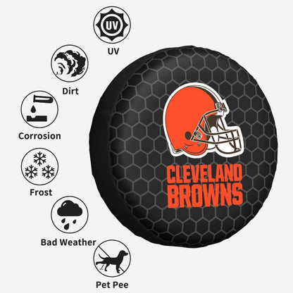 Cleveland Browns Grid printed car tire cover dustproof and waterproof tire cover