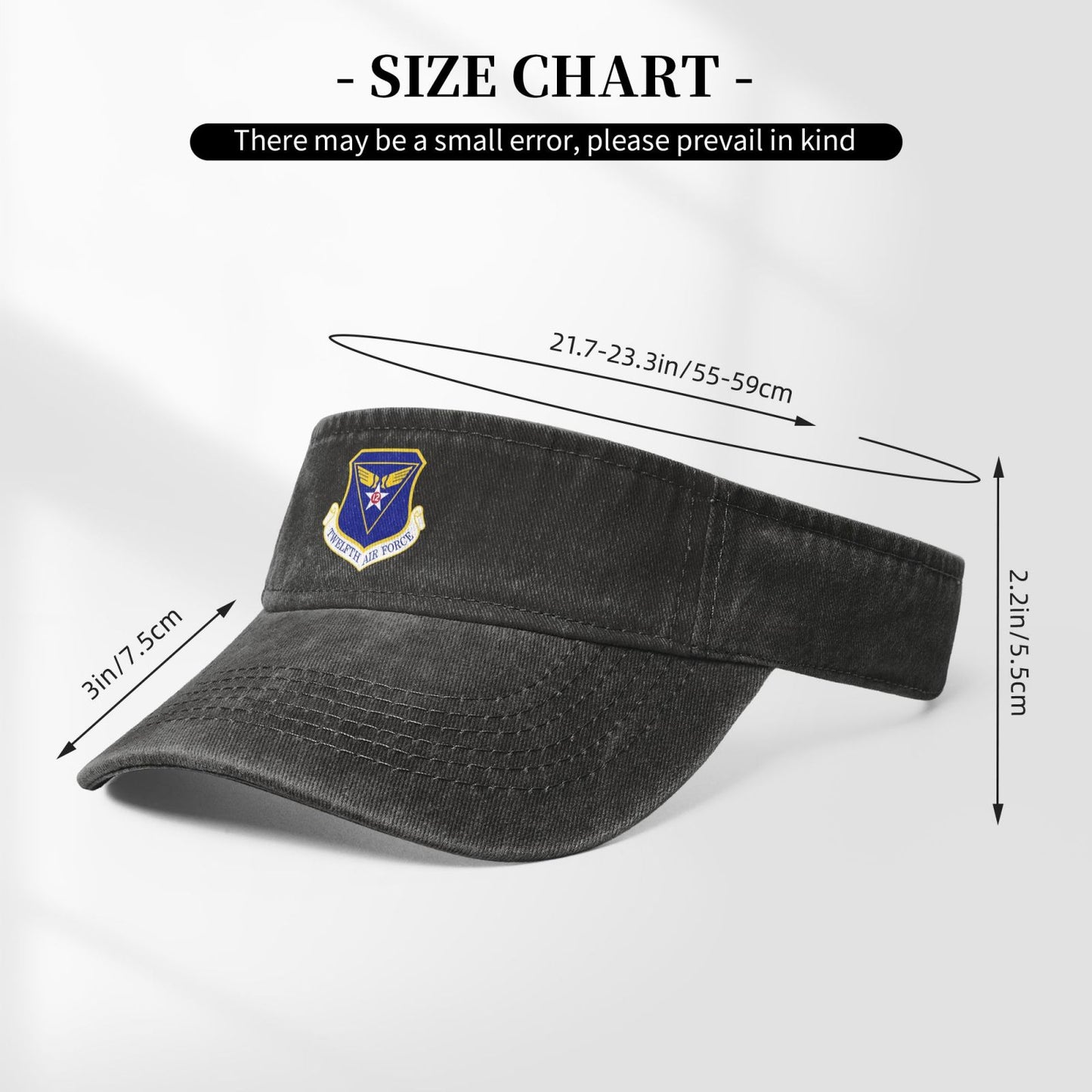 Twelfth Air Force-Emblem Printing adjustable Empty Top Baseball Sun Cap unisex outdoor sport hat veterans gift