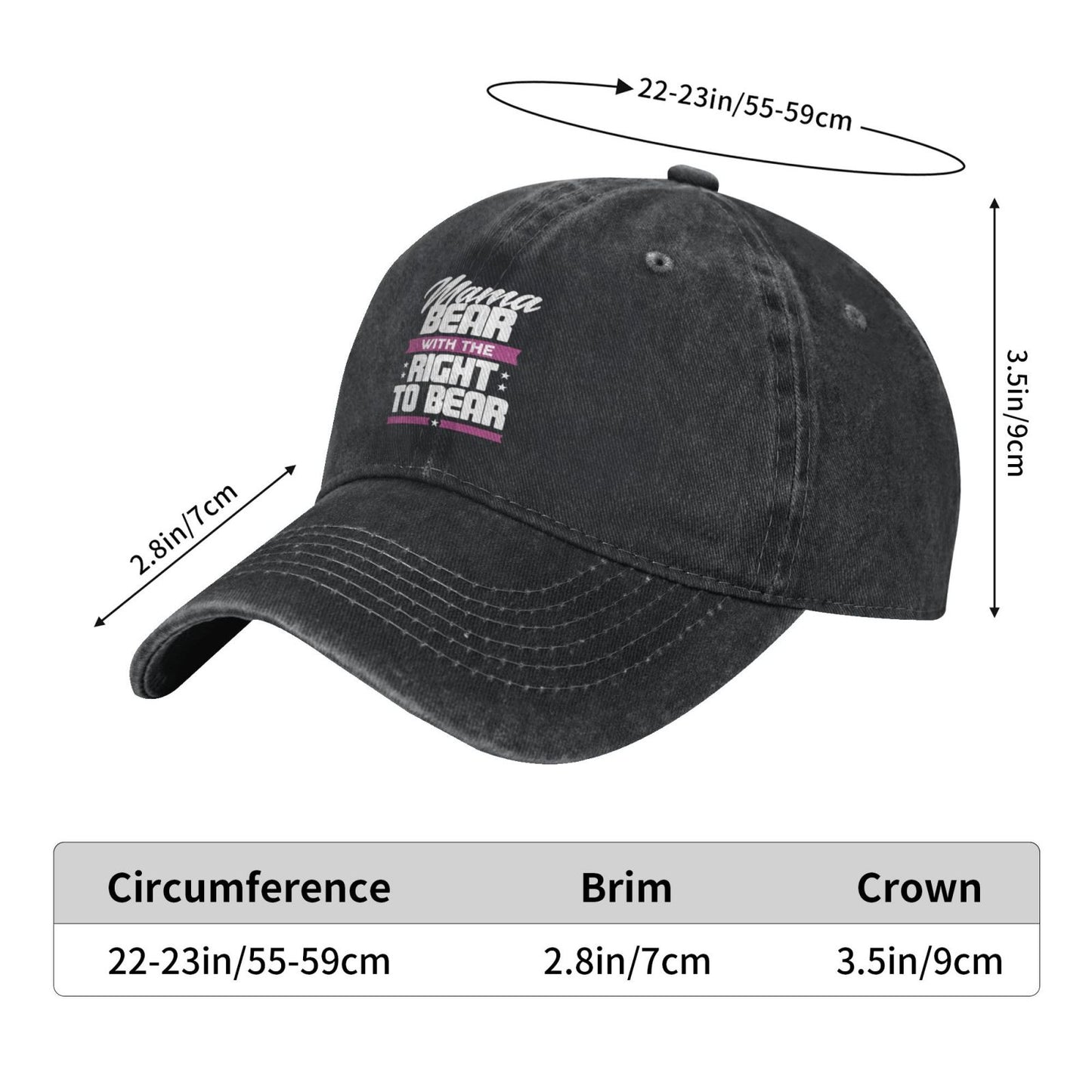 Mama Bear With The Right To Bear Printed unisex baseball cap adjustable cap outdoor hats trucker gift hat