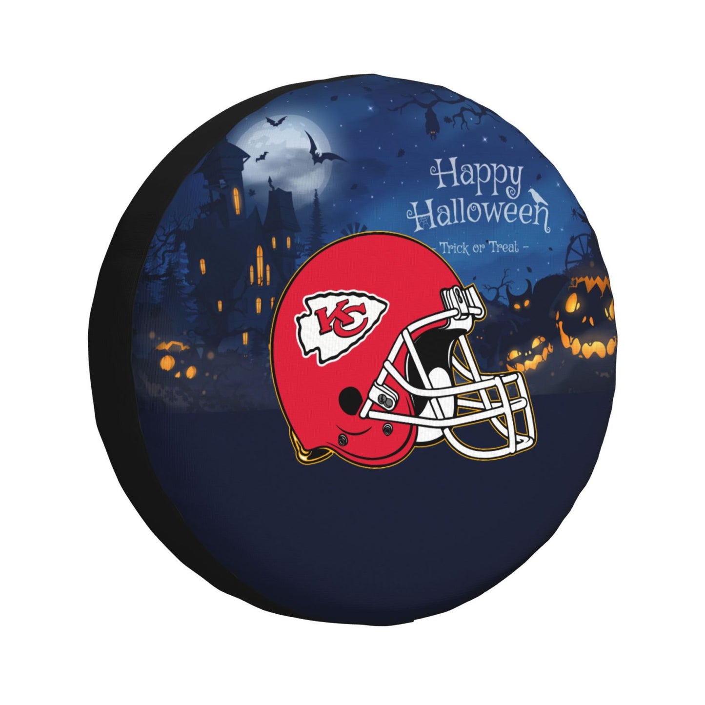 Kansas City Chiefs printed car tire cover Happy Halloween printed tire dust cover
