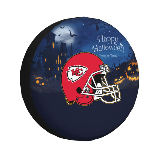 Kansas City Chiefs printed car tire cover Happy Halloween printed tire dust cover