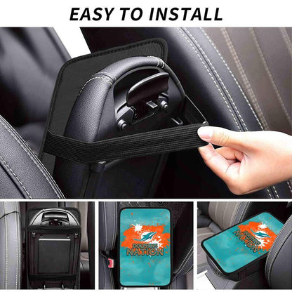 Miami Dolphins print car center console armrest pad Car armrest box protective cover
