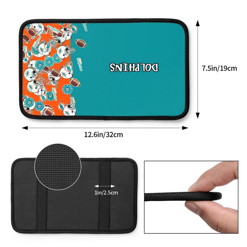 Miami Dolphins print Car center console armrest pad car armrest protective cover