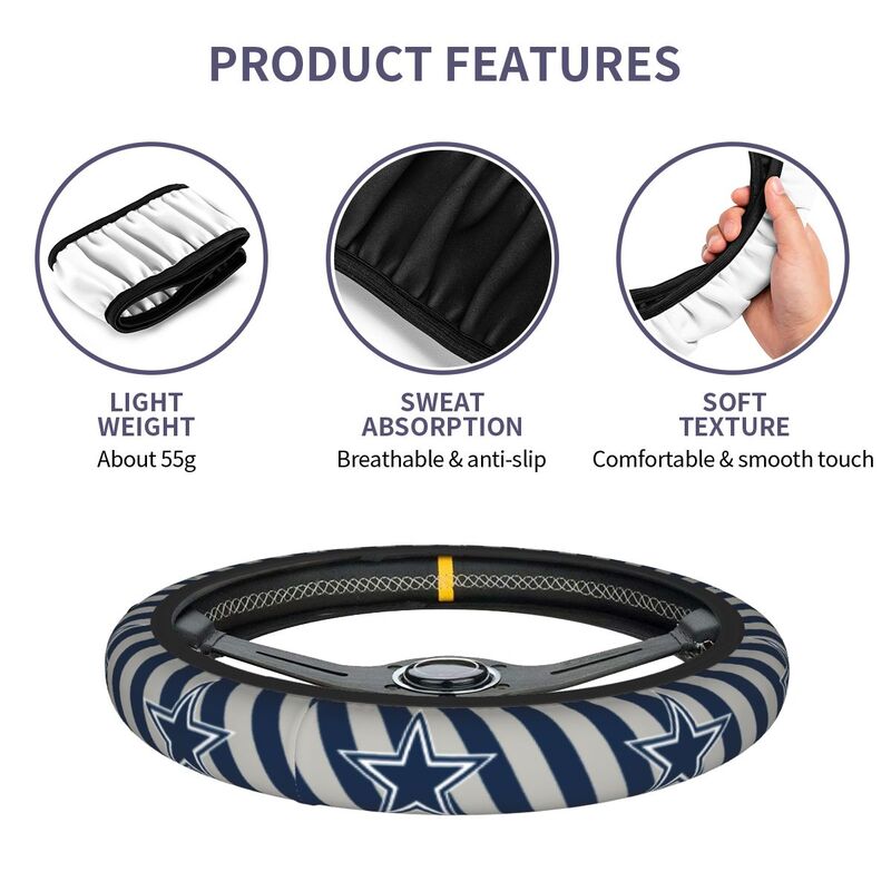 Dallas Cowboys 4 Printed elastic steering wheel cover car steering wheel protective cover