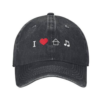 I Love House Music Emoji Printed unisex baseball cap adjustable cap outdoor sun hats trucker hat