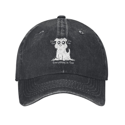 Dog I'm Fine Everything Is Fine Printed unisex baseball cap adjustable cap outdoor sun hats trucker hat