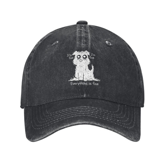 Dog I'm Fine Everything Is Fine Printed unisex baseball cap adjustable cap outdoor sun hats trucker hat