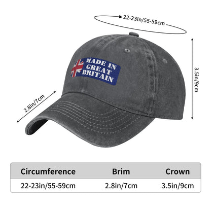 Made In Great Britain Flag Design Sticker Printed unisex baseball cap adjustable cap outdoor sun hats trucker hat
