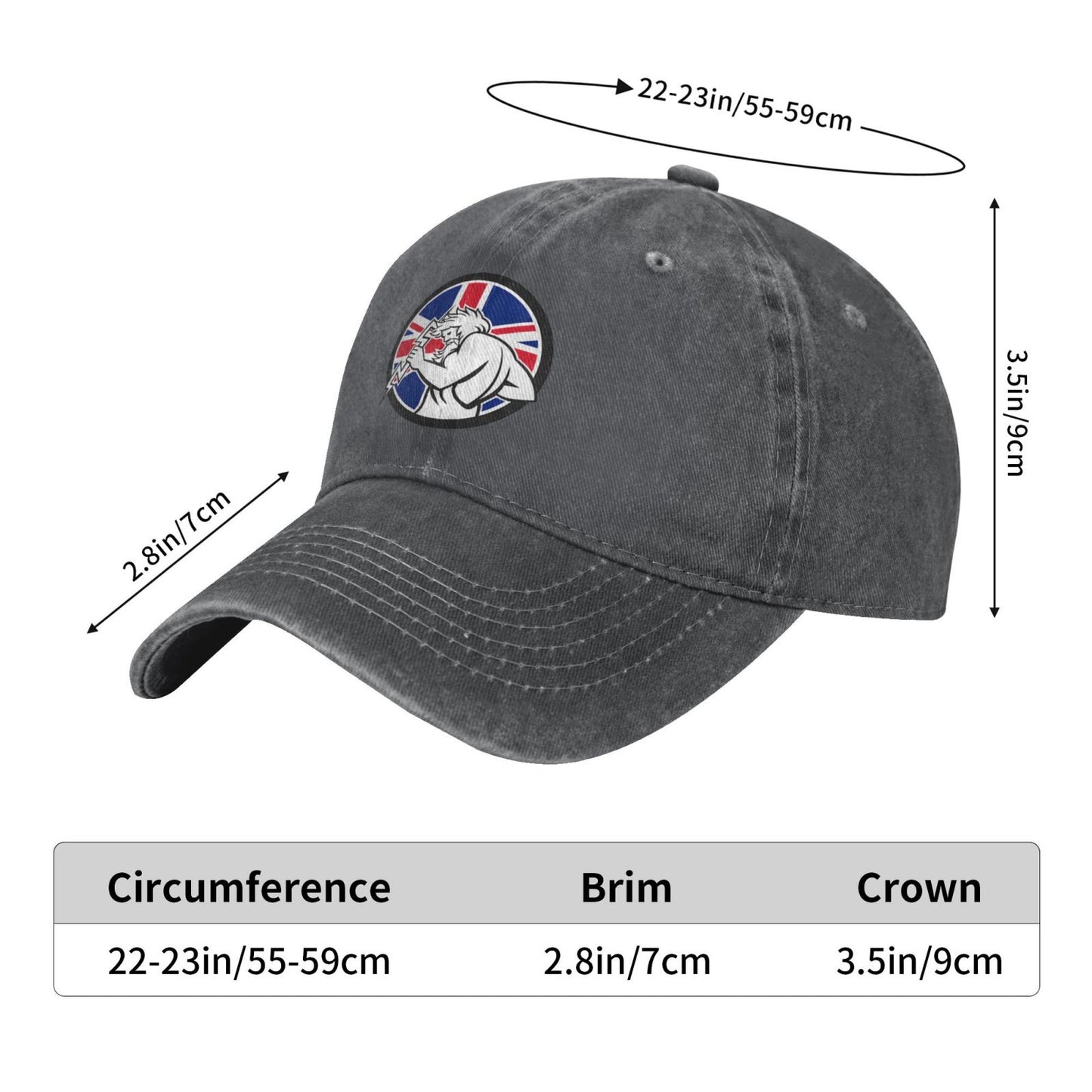 Zeus With Thunderbolt Union Jack Flag Printed unisex baseball cap adjustable cap outdoor sun hats trucker hat
