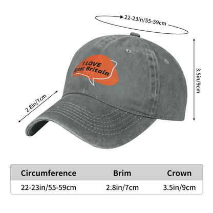 I Love The UK In An Orange Bubble Printed unisex baseball cap adjustable cap outdoor sun hats trucker hat
