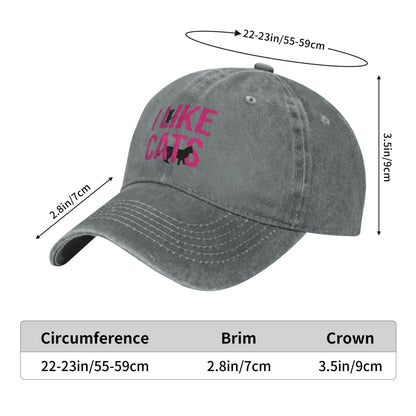 I Like Cats Printed unisex baseball cap adjustable cap outdoor sun hats trucker hat